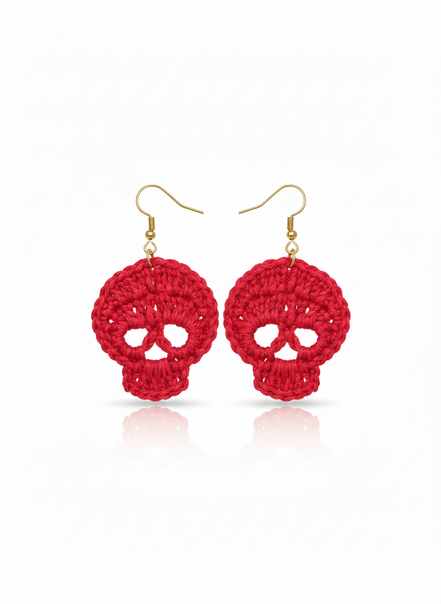 Red Skull Dangle Earrings