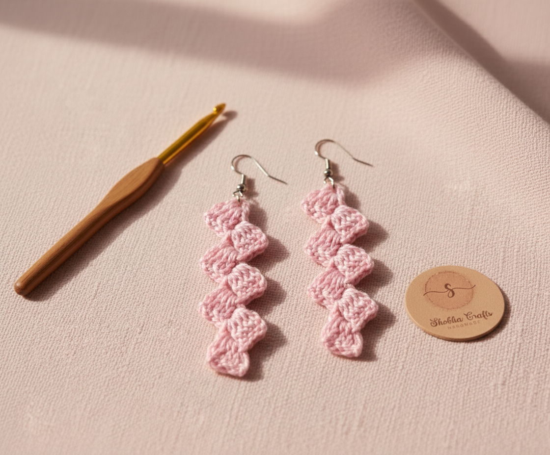 Pink Wave Dangle Earrings