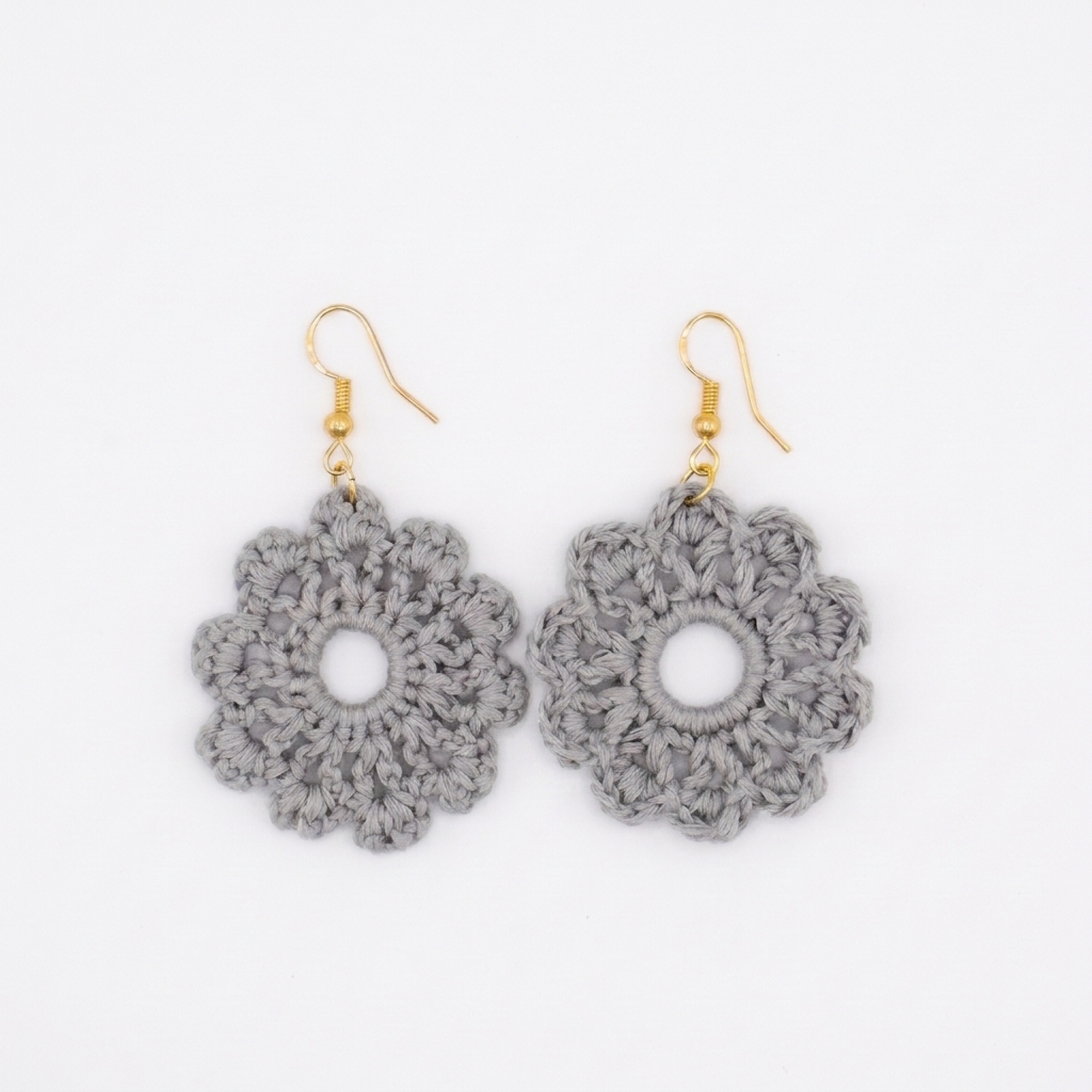 Grey Floral Dangle Earrings